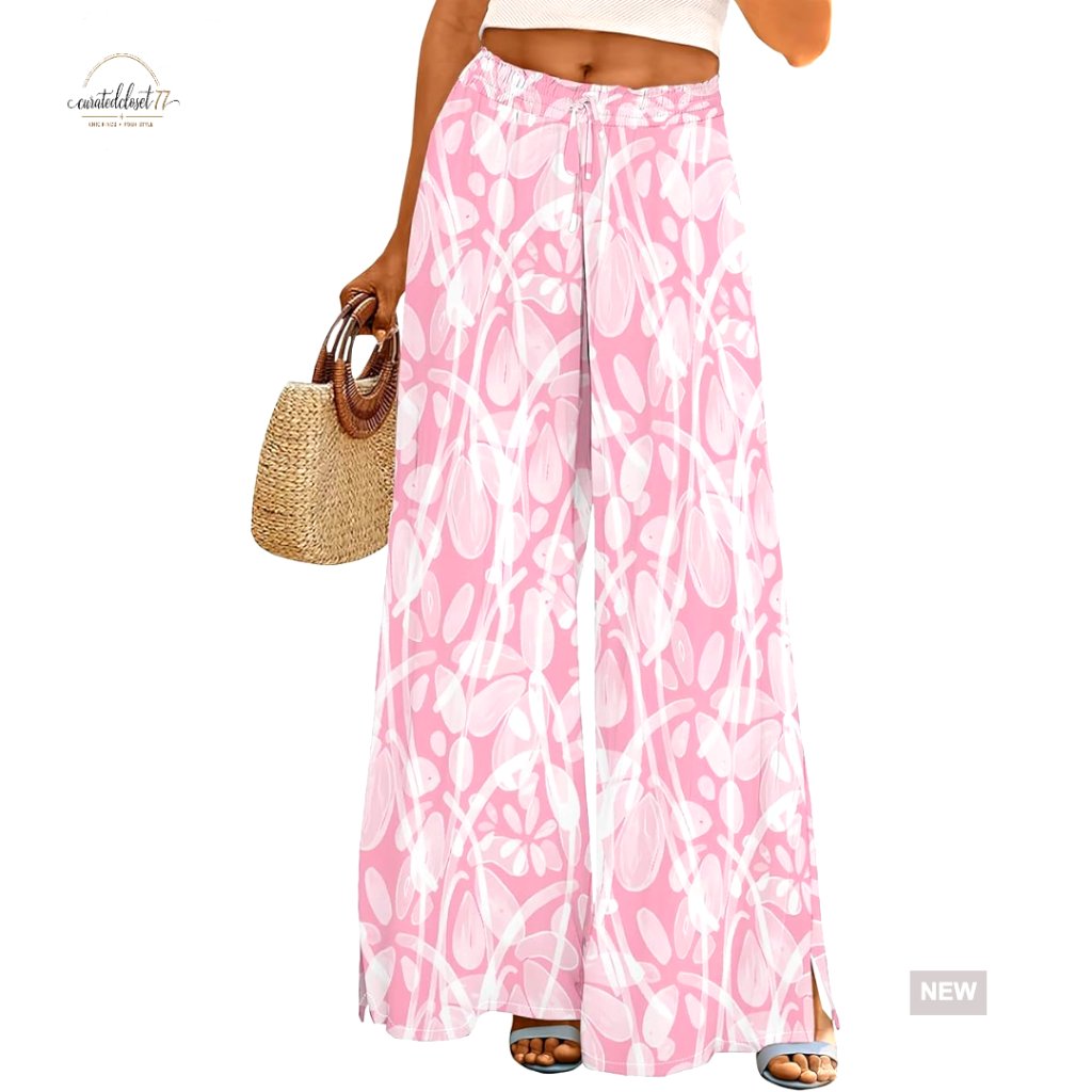 High Waist Wide Leg Palazzo Pants With Pockets Casual Lounge Trousers